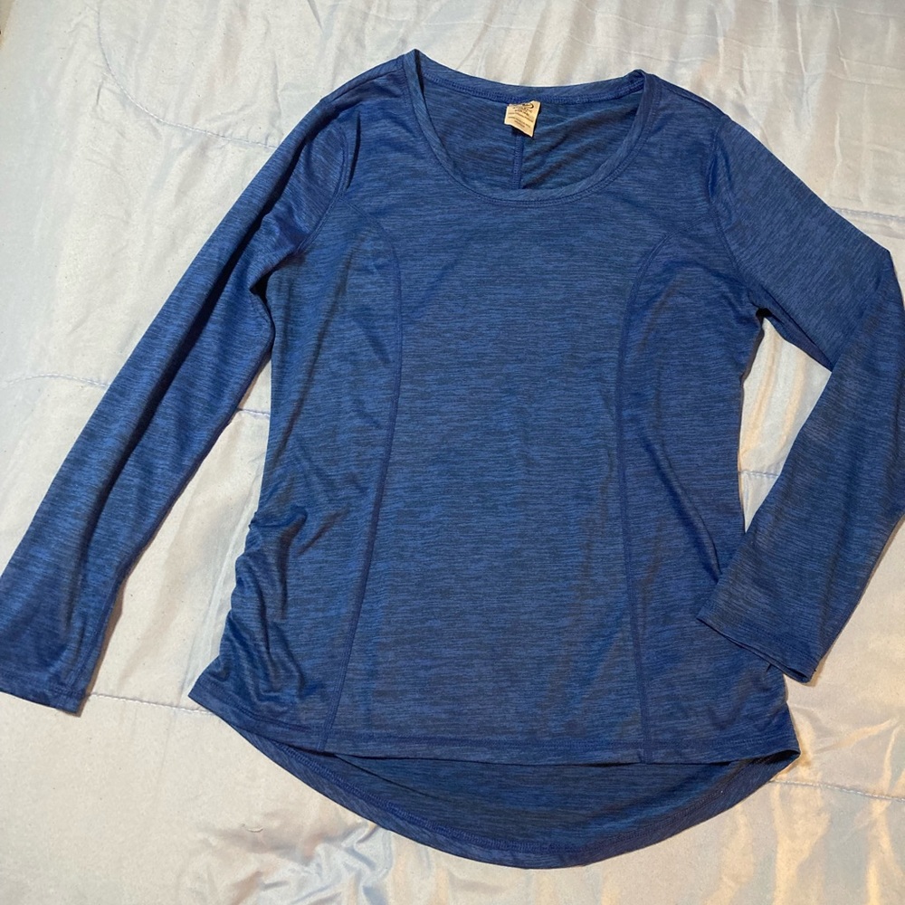 Athletic Works Womens Driworks Long Sleeve Shirt Blue Crew Neck Top Size Small